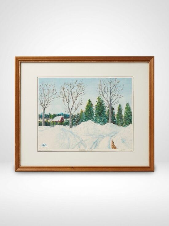 Other - The Deserted Barn Print by Eisenhower College 1970 Oil Print Vintage ArtDecor